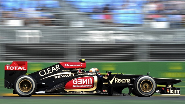 Romain Grosjean z Lotusu pi trninku na VC Austrlie