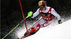 Marcel Hirscher p�i slalomu, který hostila Kranjska Gora. 