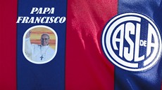 Dres fotbalist  argentinského San Lorenza ozdobil portrét nového papee...