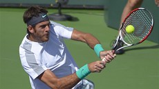 Argentinský tenista Juan Martin Del Potro v duelu s Rafaelem Nadalem.