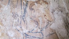 Výjev z gotické fresky Posledního soudu v Broumov