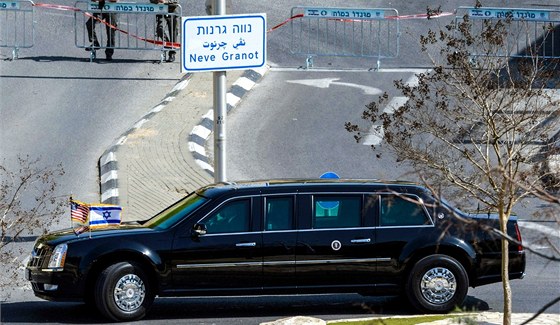 Prezidentská limuzína Baracka Obamy v Izraeli (20. bezna 2013)
