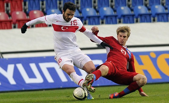 Jakub Jugas (vpravo) v dresu eské fotbalové reprezentace do 21 let - ilustraní foto.