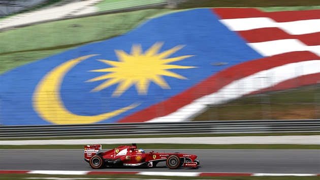 Fernando Alonso pi trninku na Velkou cenu Malajsie 