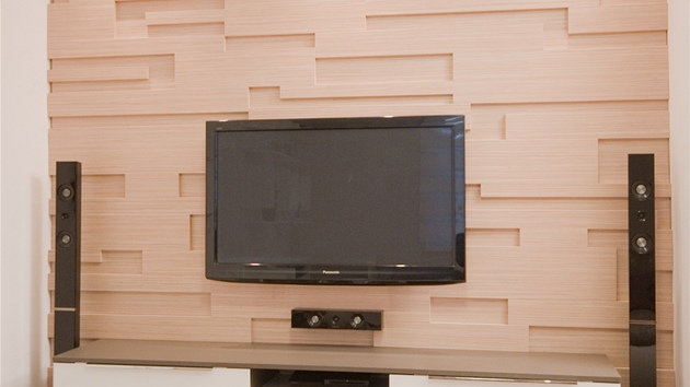 Televizor nechali designi povsit na stnu s 3D efektem - pvodn zde byl prchod do pedsn, kter majitel provizorn zakryli.