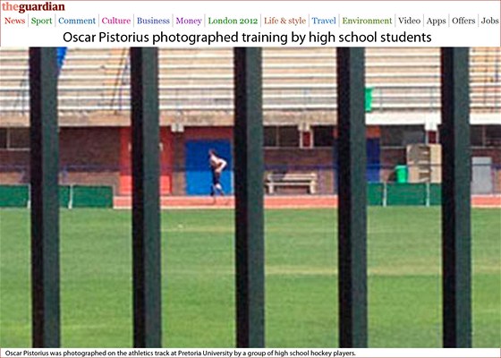 Atlet Oscar Pistorius pi tréninku na univerzitním stadionu v Pretorii.