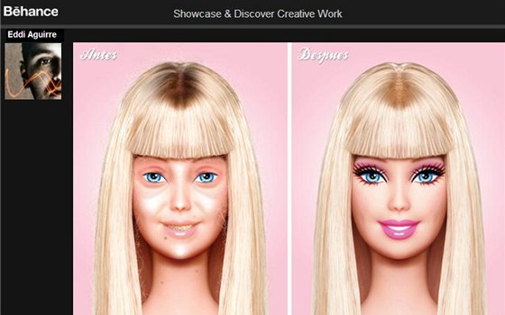 Panenka Barbie s make-upem a bez něj