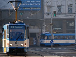 Tramvaje v centru Ostravy.