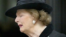 Bývalá britská premiérka Margaret Thatcherová pi pohbu svého manela Denise...