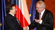 Prezident Milo Zeman pivítal na Praském hrad pedsedu Evropské komise
