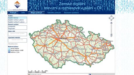 Sluba pro vyhledávání pokrytí lokality digitálním signálem