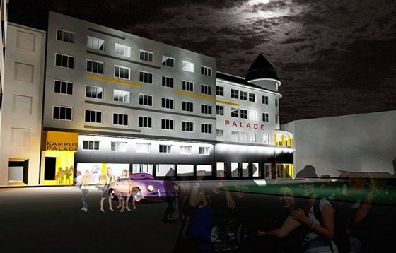 Vizualizace budoucí podoby Hotelu Palace v centru Ostravy coby studentského