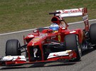 Fernando Alonso - nejrychlejí mu tetího tréninku na Velkou cenu íny.
