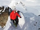 Ondej Moravec pi stoupání na Dreilanderspitze (3 199 m) v pohoí Silvretta na...