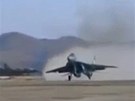 Severokorejský MiG-29 na zábru z propagandistického videa