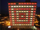 Pi Light show oivila 110 oken koleje K3 v areálu eskobudjovického kampusu