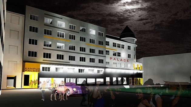 Vizualizace budouc podoby Hotelu Palace v centru Ostravy coby studentskho kampusu.