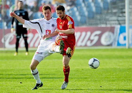 Momentka z ligového utkání Hradec Králové - Dukla Praha.