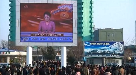 Propagandistické vysílání Korejské centrální televize místní mláde nebaví. Ilustraní foto.