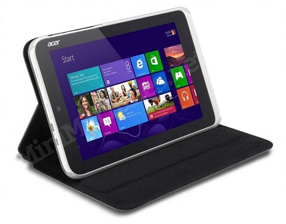 Osmipalcový tablet Acer Iconia W3. Ochranný obal slouí i jako stojánek.