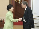 Jihokorejská prezidentka Pak Kun-hje a zakladatel spolenosti Microsoft Bill