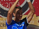 Luká Rosol po vítzství ve finále turnaje v Bukureti, kde zdolal Guillerma
