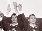 Sparantí fotbalisté (zleva) Michal Horák, Pavel Nedvd a Josef Chovanec
