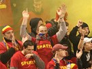 Fandové Sparty Praha na ostravském stadionu Bazaly (20. dubna 2013)
