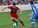 Petr Buchta v dresu fotbalové reprezentace do 21 let v utkání proti Slovensku. 
