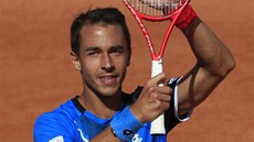 Luká� Rosol po vít�zství ve finále turnaje v Bukure�ti.