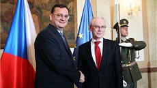 Petr Nečas přijal na Úřadu vlády stálého předsedu Evropské rady Hermana Van