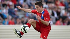 Petr Buchta v dresu fotbalové reprezentace do 21 let v utkání proti Slovensku. 