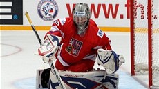 Brankář hokejové osmnáctky René Svoboda na mistrovství světa v Soči