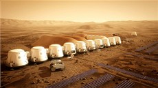 Ilustrace základny na Marsu, jak si ji pedstavují v organizaci Mars One...