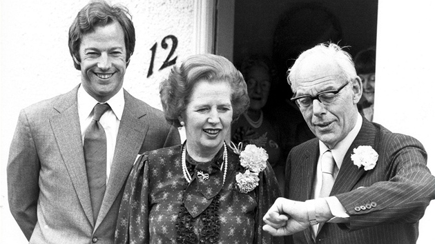 Margaret Thatcherov se synem Markem a manelem Denisem v roce 1983