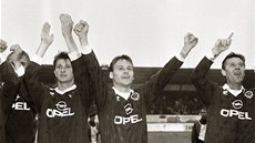 Sparantí fotbalisté (zleva) Michal Horák, Pavel Nedvd a Josef Chovanec