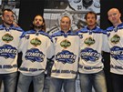 Posily hokejové Komety Brno: (zleva) Marek iliak, Jan Hanzlík, David Nosek,