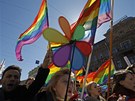 V Rusku se demonstrovalo i za práva homosexuál(1. kvtna 2013).