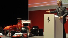 Nejvy��í �éf automobilky Ferrari Luca di Montezemolo oznamuje 8. kv�tna 2013 v