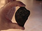 Nejvtí kus eljabinského meteoritu o hmotnosti 142 gram na výstav v Ruzyni