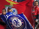 Fanouci londýnské Chelsea a lisabonské Benfiky ped finále Evropské ligy
