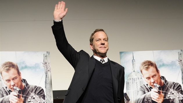 Kanadsk herec Kiefer Sutherland pi pedstavovn DVD se zvrenou sri 24 hodin (Japonsko, listopad 2010)