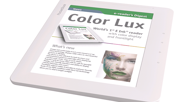 PocketBook Color Lux - první čtečka elektronických knih s barevným e-ink displejem a nasvícením.