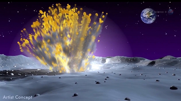 Takhle njak to mohlo na Msíci vypadat pi dopadu meteoritu.