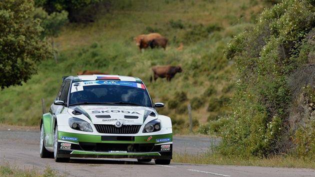 Jan Kopeck z tovrnho tmu koda bhem Rally Korsika.