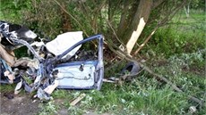 Tragická nehoda u Velkých Pavlovic, pi které zahynuli dva mladí mui. (15.