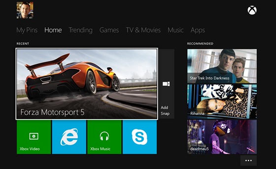 Uivatelské rozhraní konzole Xbox One