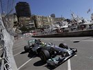 Nico Rosberg z týmu Mercedes pi prvním tréninku na Velkou cenu Monaka.
