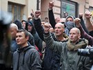 Policejní tkoodnci v Duchcov zabránili úastníkm demonstrace v pochodu k...