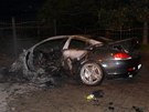 Poár dvou automobil v Teticích na Znojemsku.